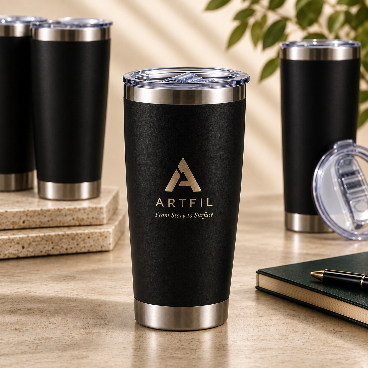 Stainless Steel Tumbler Set with Lids