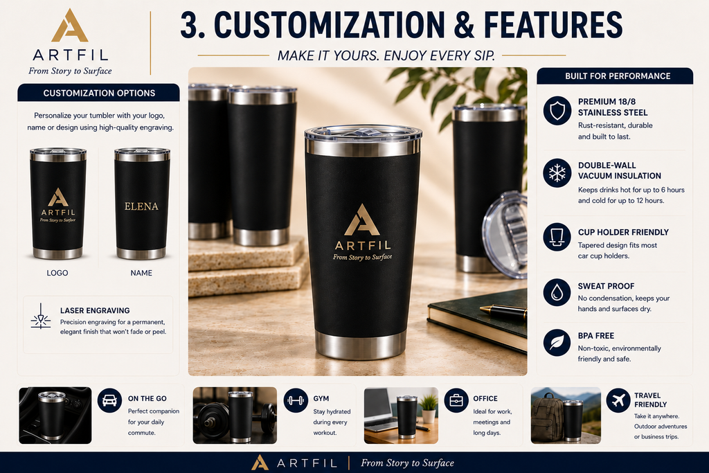 Stainless Steel Tumbler Set with Lids