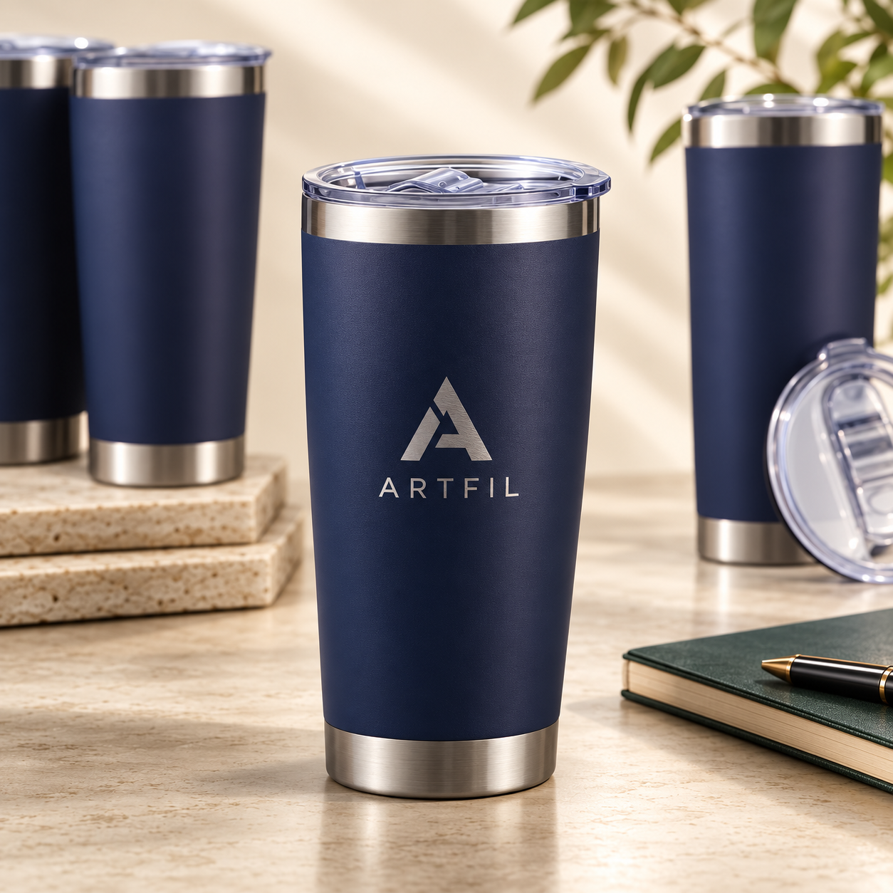 Stainless Steel Tumbler Set with Lids