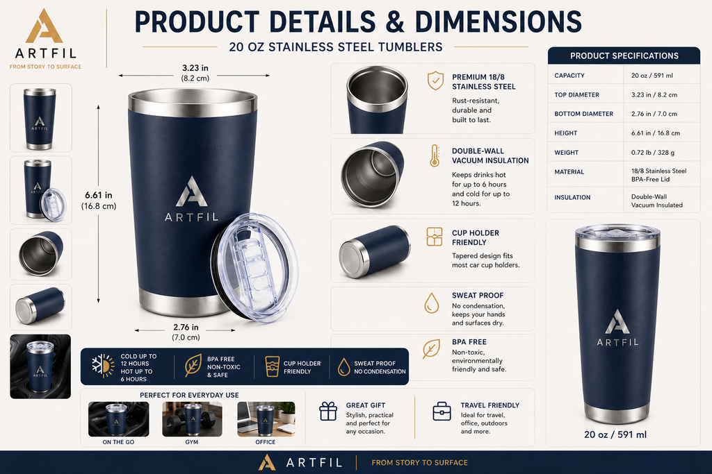 Stainless Steel Tumbler Set with Lids
