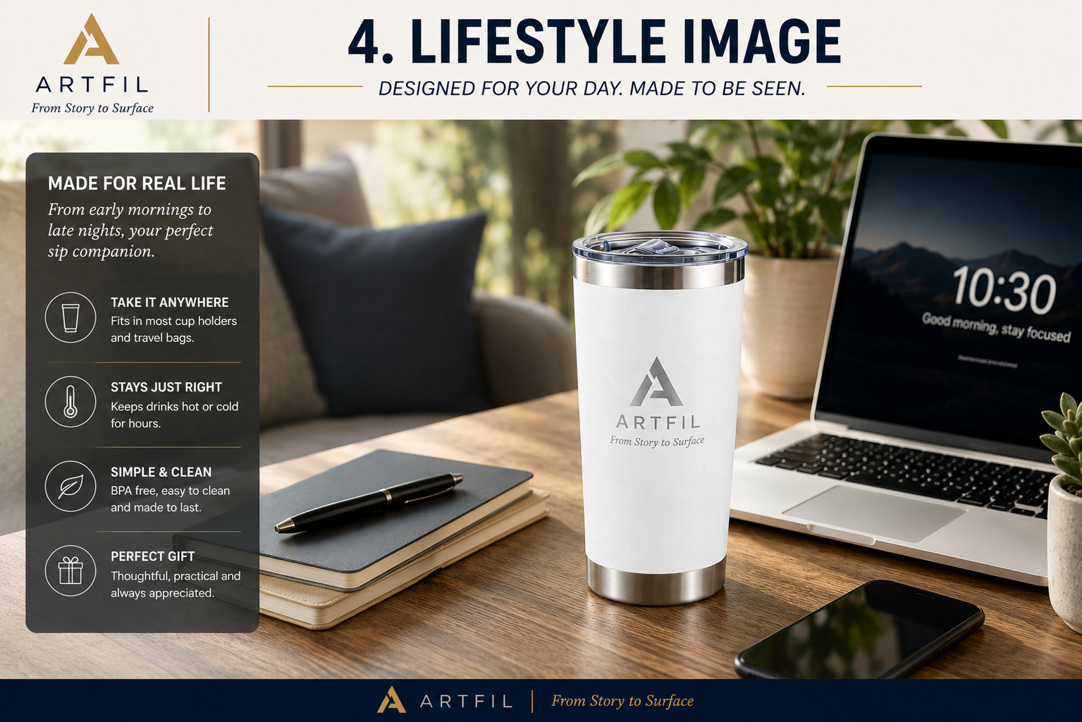 Stainless Steel Tumbler Set with Lids