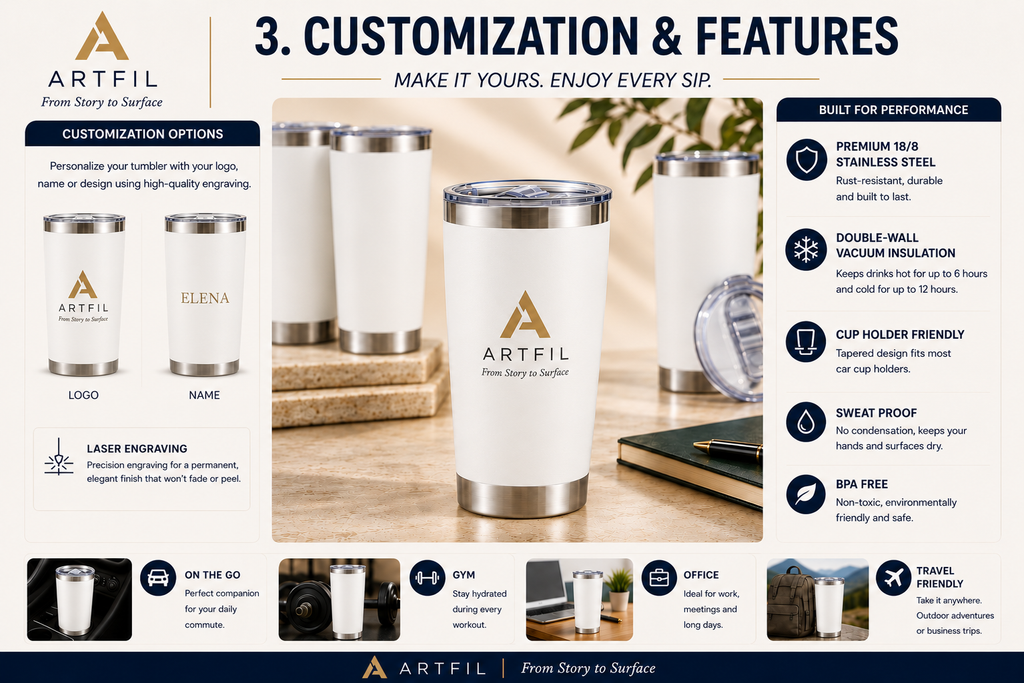 Stainless Steel Tumbler Set with Lids