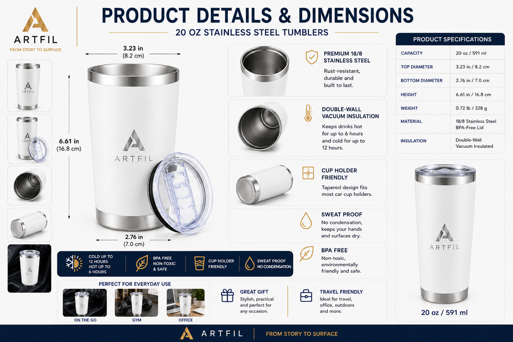 Stainless Steel Tumbler Set with Lids