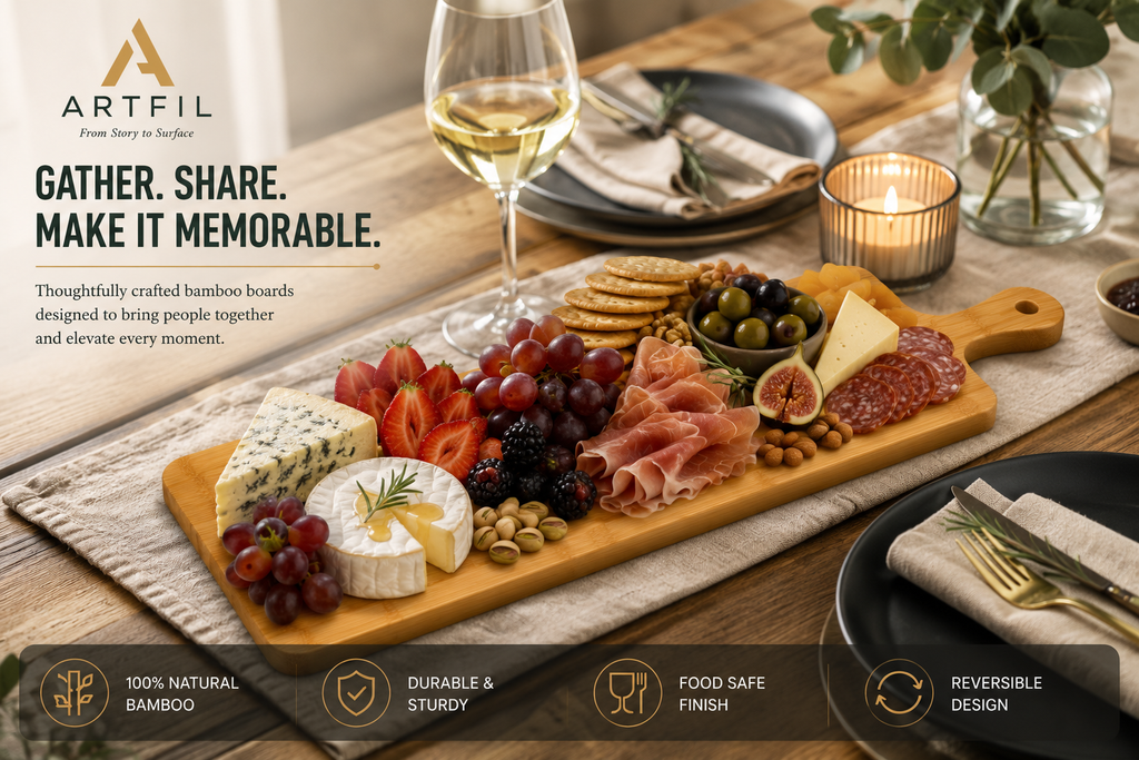 Customizable Narrow Bamboo Cutting & Serving Board